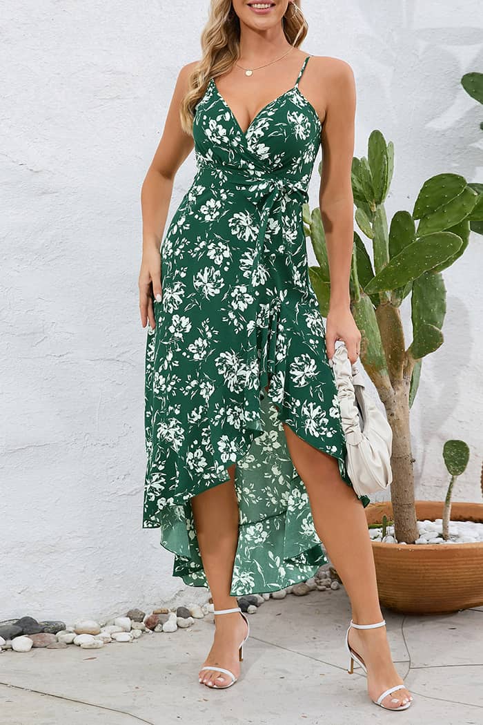 Robe à Motifs Champêtres  Ourlet Asymétrique