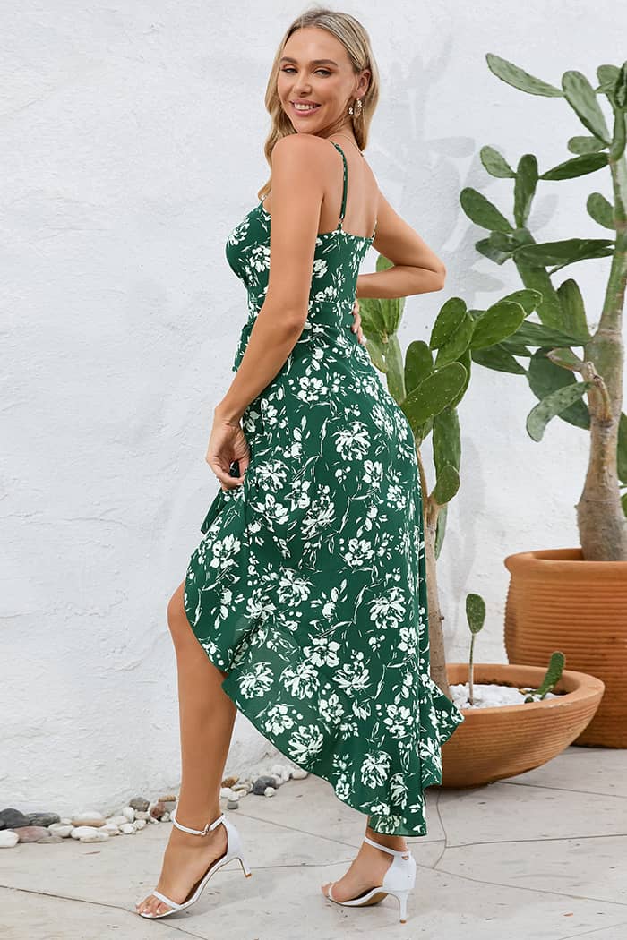 Robe à Motifs Champêtres  Ourlet Asymétrique
