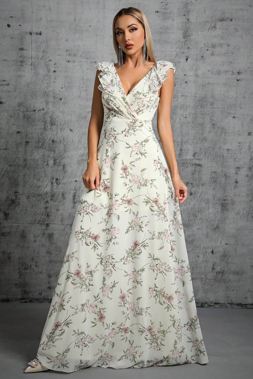 Robe Blanche  Fleurie Longue
