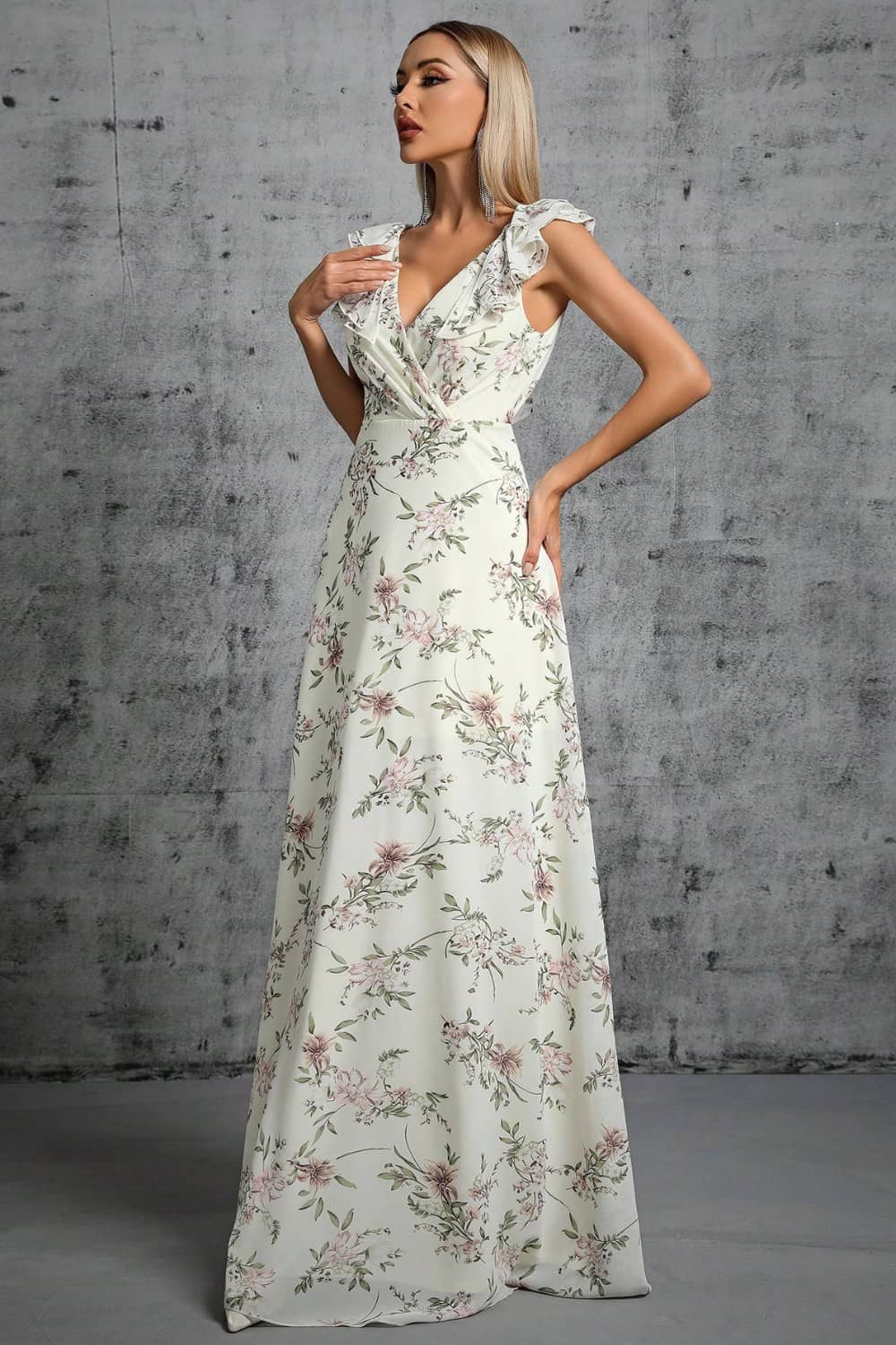 Robe Blanche  Fleurie Longue