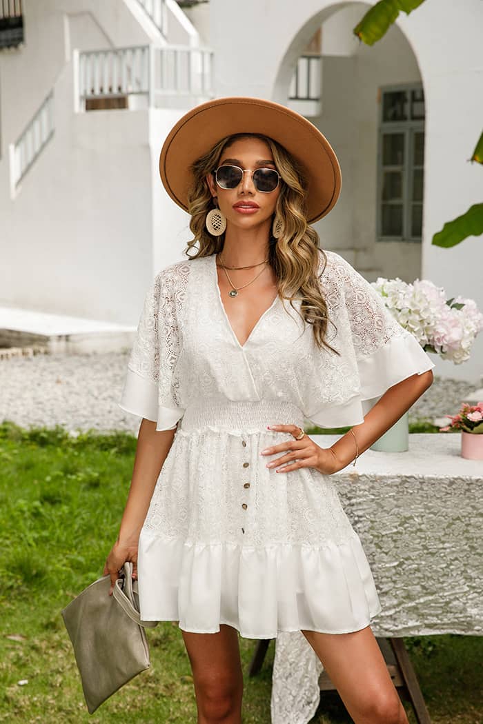 Robe Bohème Champêtre  Blanche