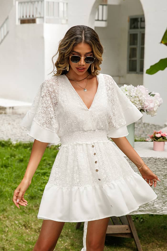 Robe Bohème Champêtre  Blanche