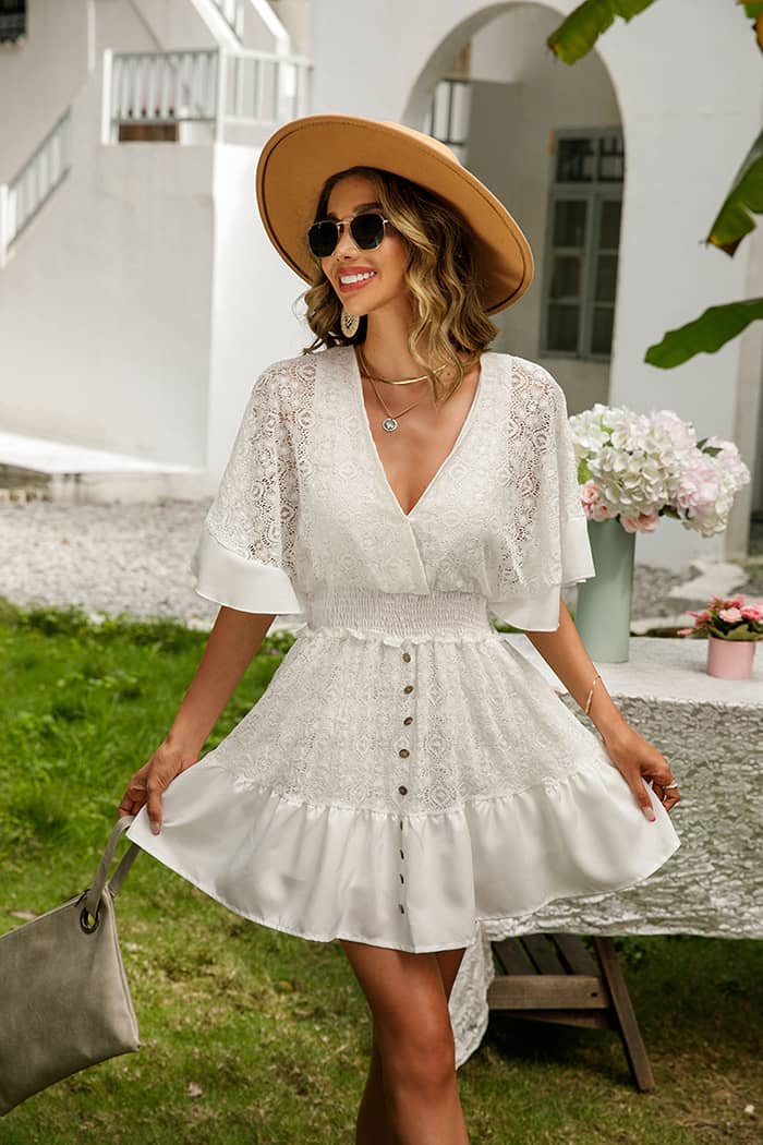 Robe Bohème Champêtre  Blanche