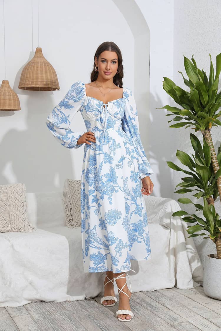Robe Champêtre Longue  Et Avec Manche