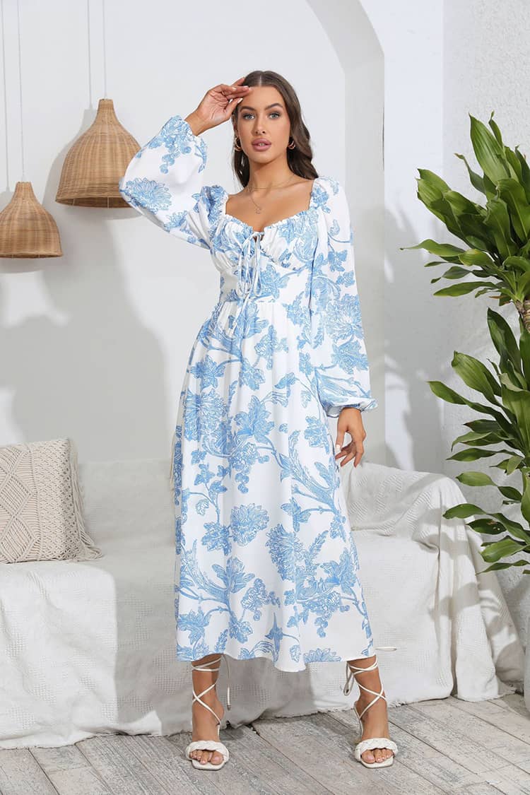 Robe Champêtre Longue  Et Avec Manche