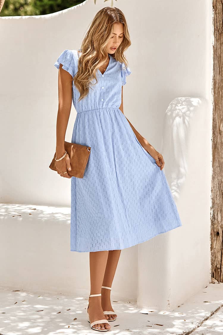 Robe Champêtre Mi-Longue  Fluide