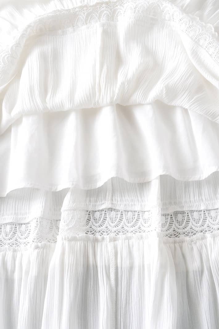 Robe Cocktail Blanche Longue  Bohème Champêtre