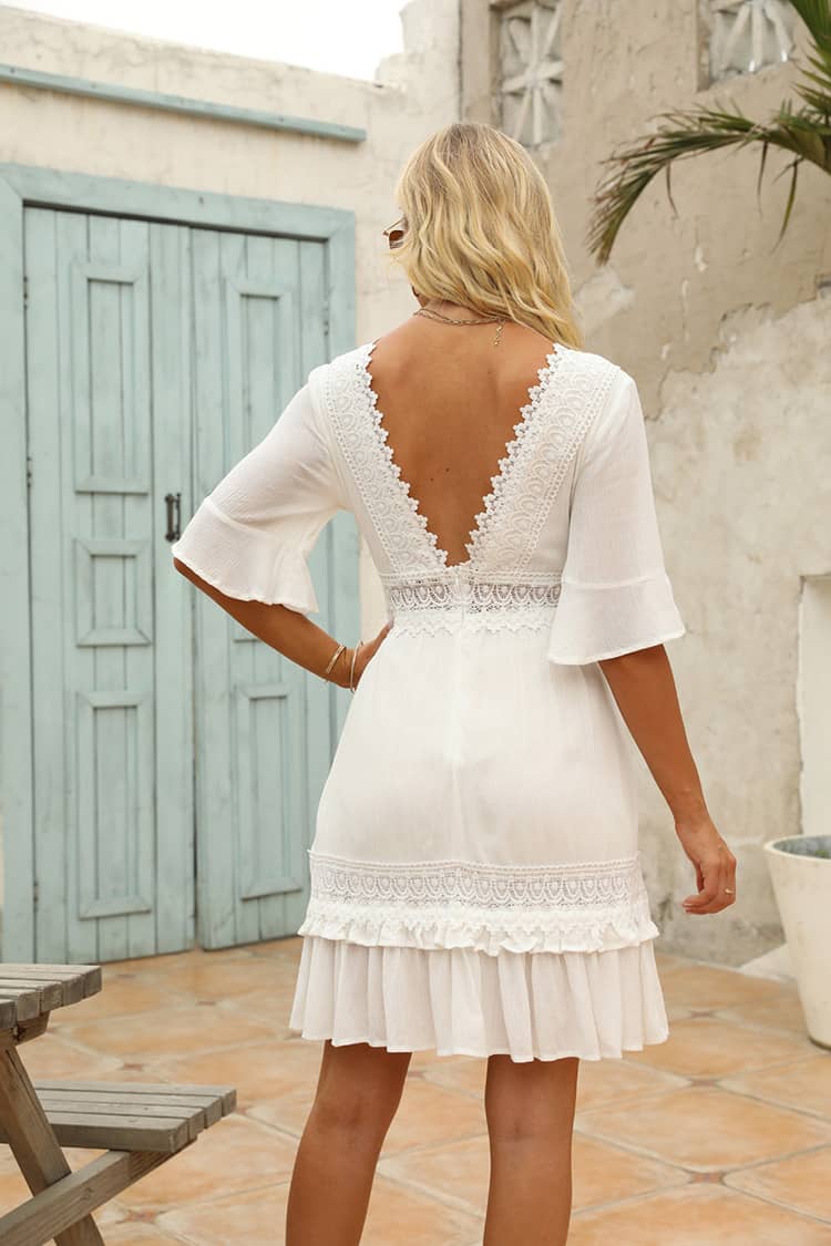 Robe Coupe Droite Dentelle  Femme Champêtre