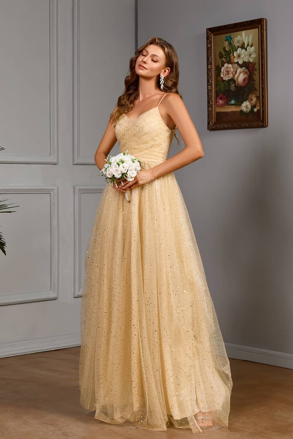 Robe Longue Beige  Pour Mariage