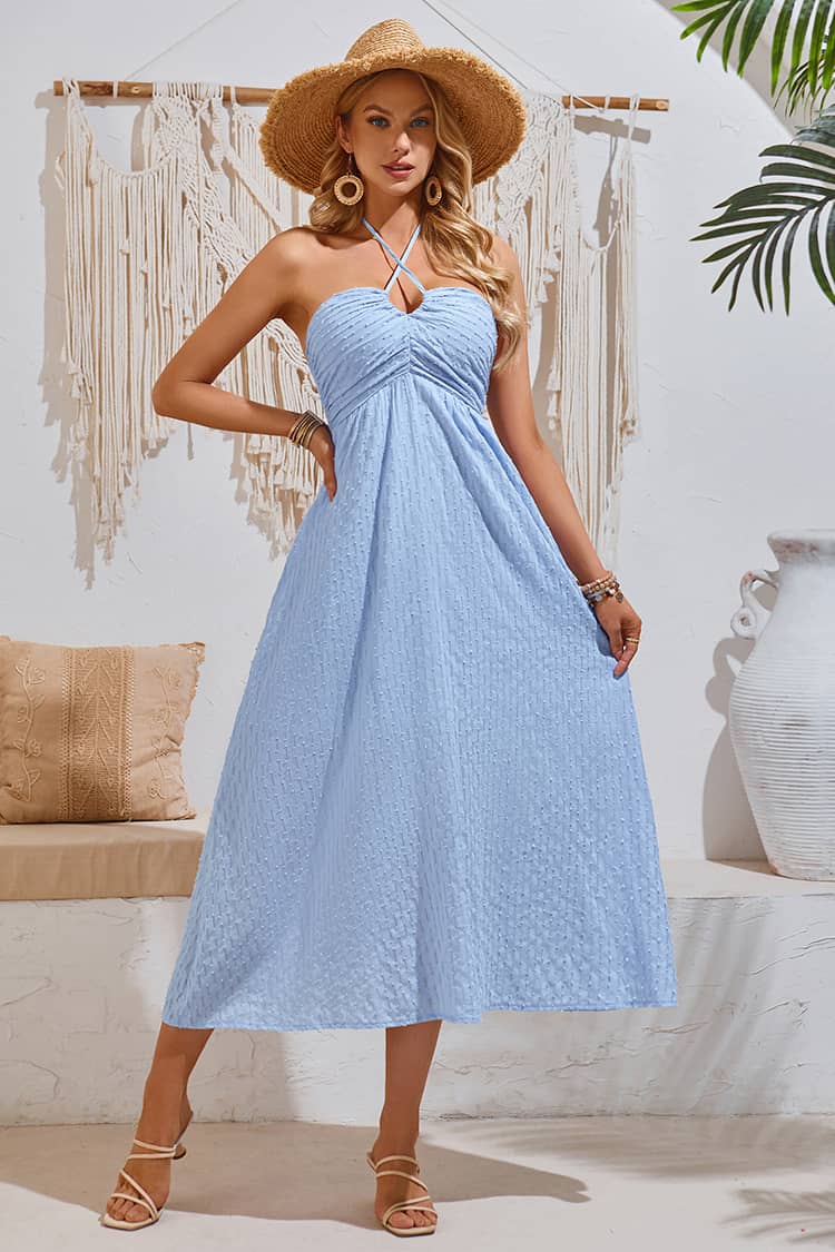 Robe Longue Champêtre Avec  Encolure Américaine