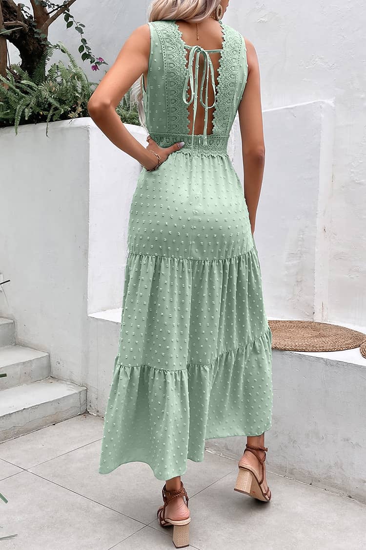 Robe Longue Champêtre  Vert Opaline
