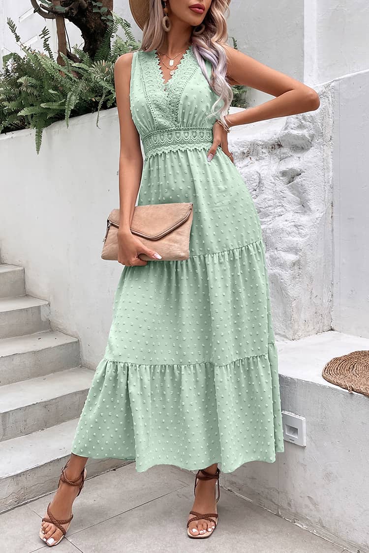 Robe Longue Champêtre  Vert Opaline