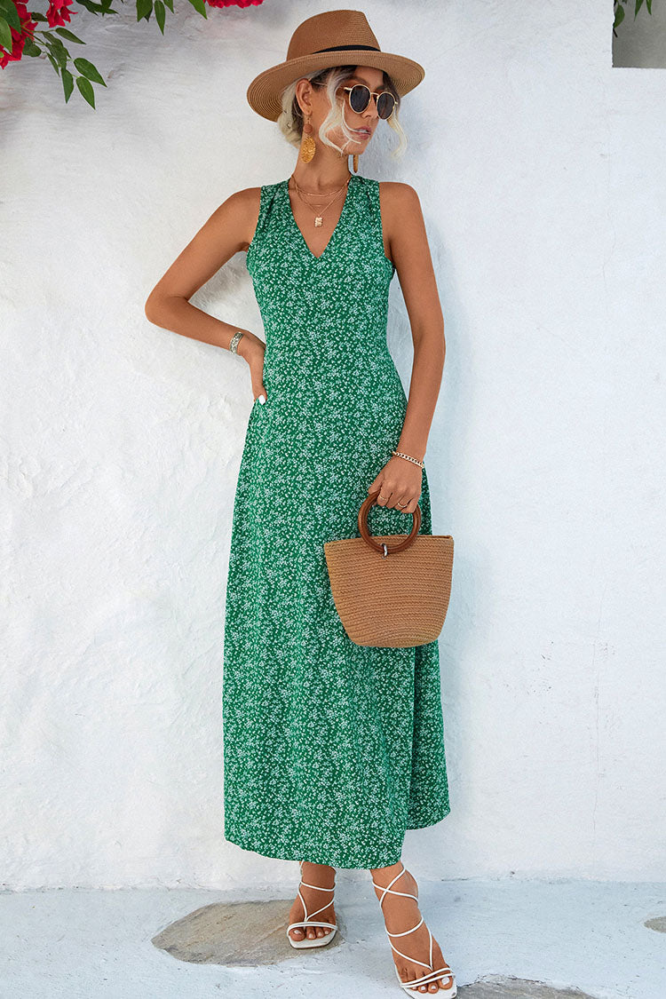 Robe Longue Champêtre  Verte