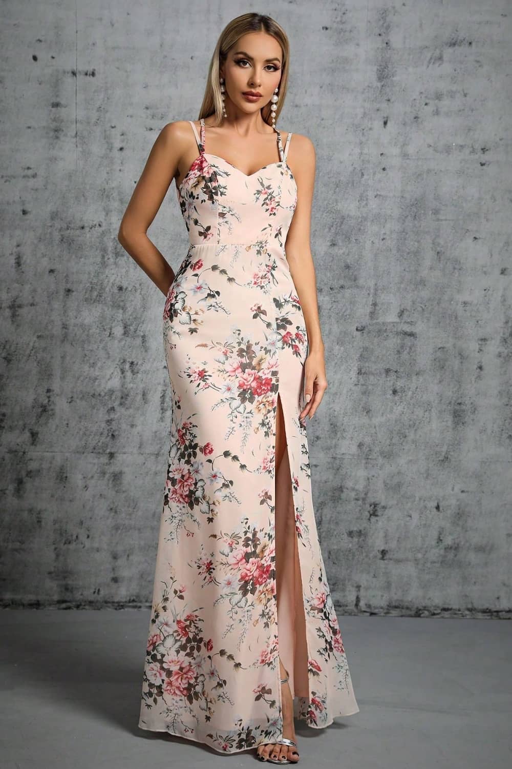 Robe Longue Fendue  Fleurie