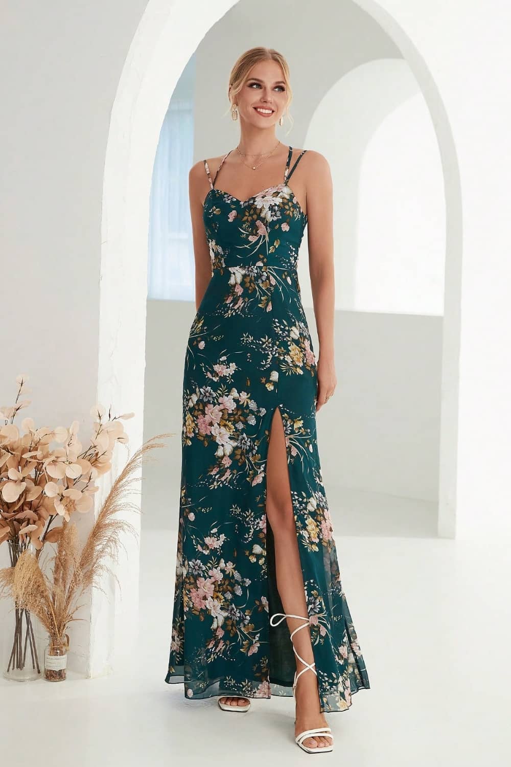 Robe Longue Fendue  Fleurie