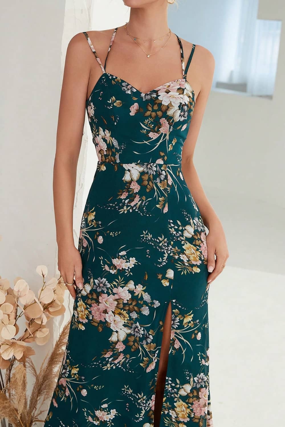 Robe Longue Fendue  Fleurie