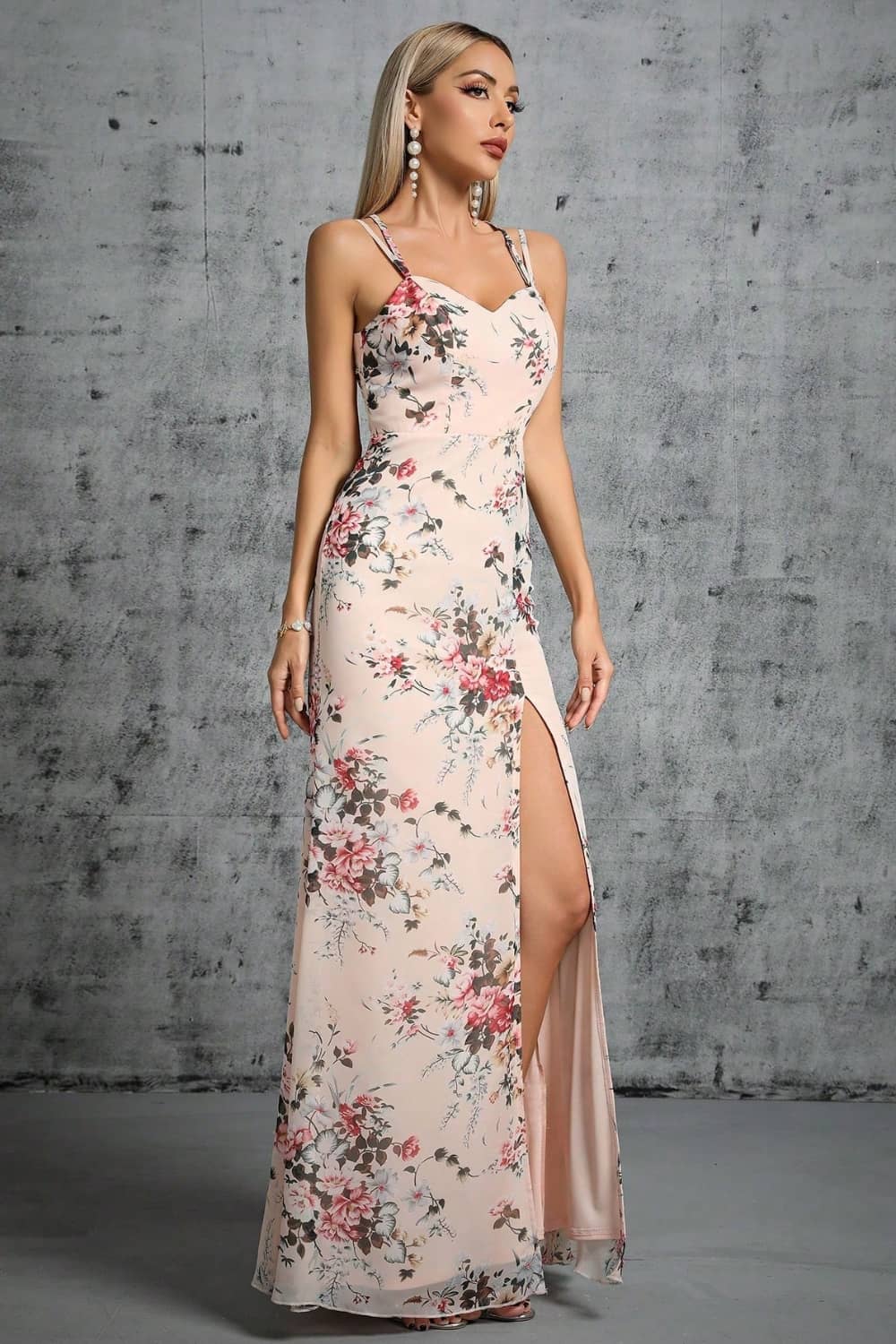 Robe Longue Fendue  Fleurie