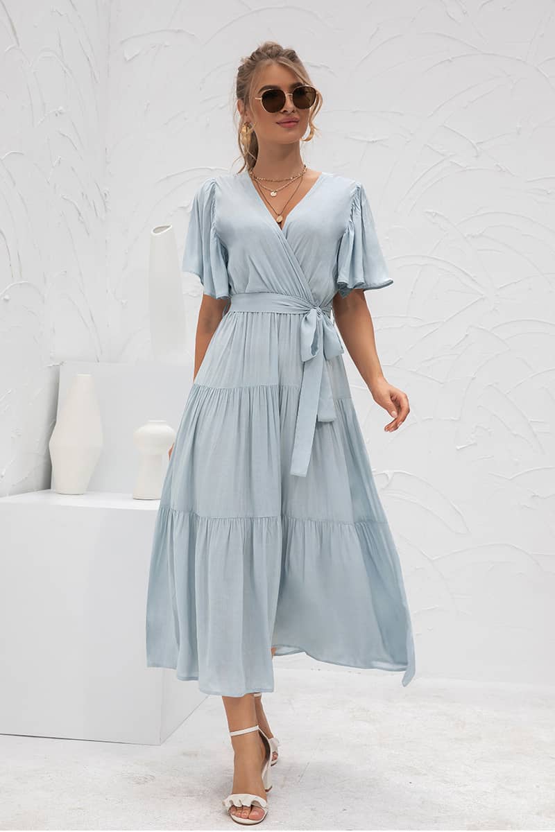 Robe Longue Maxi  Champêtre Bleue