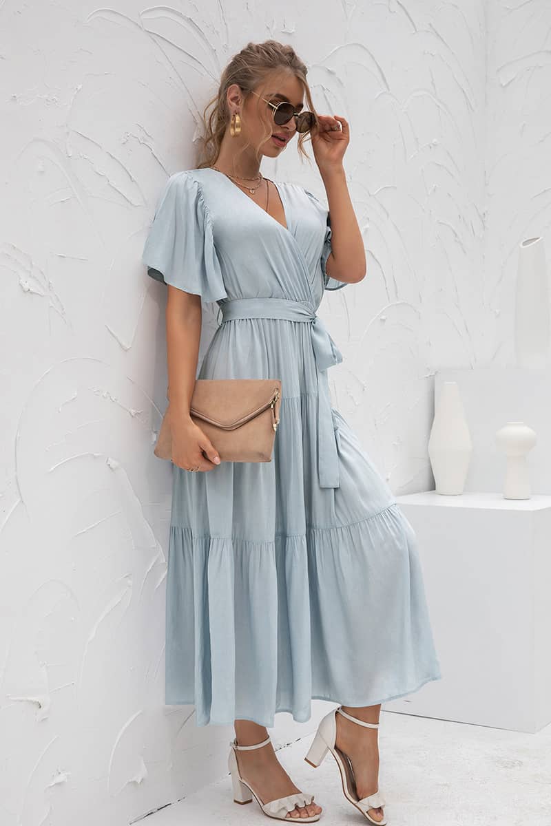 Robe Longue Maxi  Champêtre Bleue