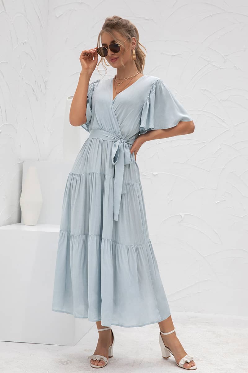 Robe Longue Maxi  Champêtre Bleue
