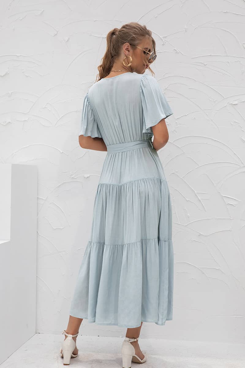 Robe Longue Maxi  Champêtre Bleue