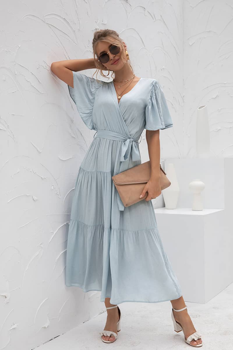 Robe Longue Maxi  Champêtre Bleue