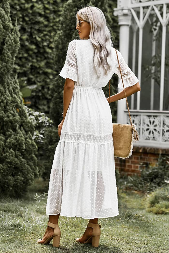 Robe Manche Dentelle  Blanche Champêtre
