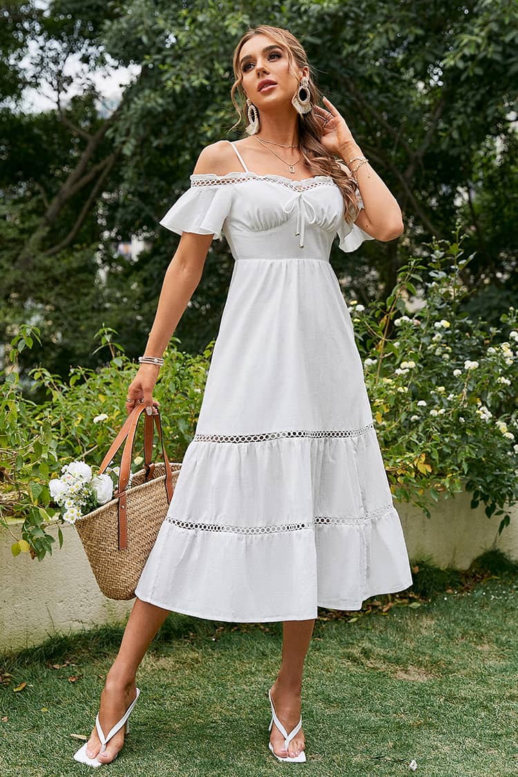 Robe Mi-Longue Blanche  Champêtre